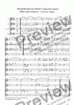 page one of WOODWIND QUARTET in C minor - Fl., Ob., Cl.in Bb. Bsn,  Third Movement TRIO (after Scherzo - L’istesso tempo)(Grades 4-6)