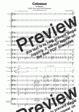 page one of Colossus (et Spiritus)  SAB Choir and Full Orchestra