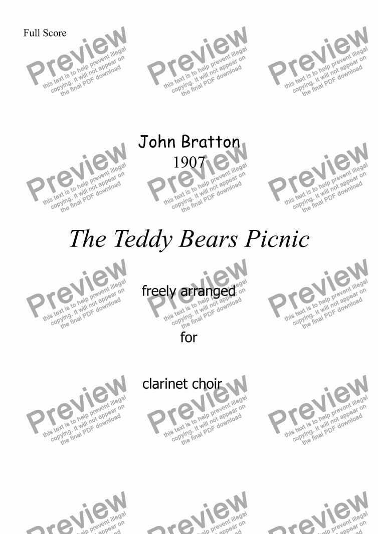 Teddy Bears Picnic for clarinet choir - Download Sheet Music PDF file