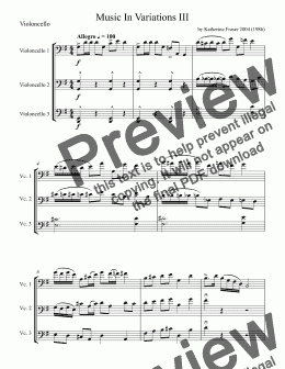 page one of Music In Variations III for Three Cellos