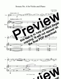 page one of Sonata No 4 for Violin and Piano - Score and parts