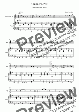 page one of Grasmere Jive! for Clarinet and piano