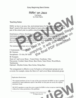 page one of  Riffin’ on Jazz (Easy School Band: Beginning / Elementary / Junior / Training Wind Band)