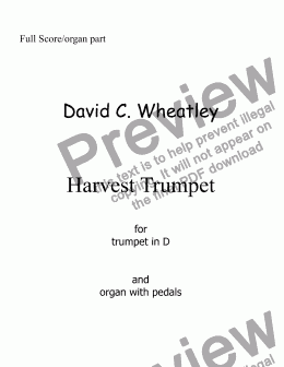 page one of Harvest Trumpet for D trumpet and organ by David Wheatley