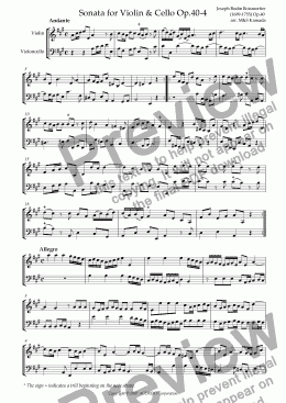 page one of Sonata (Duet) for Violin & Cello Op.40-4