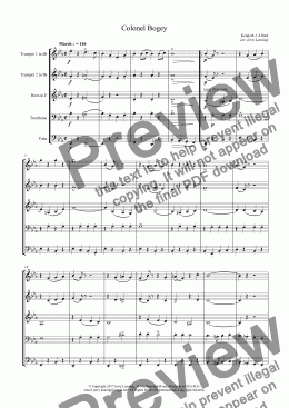 page one of Colonel Bogey - Alford (brass quintet) + mp3 file