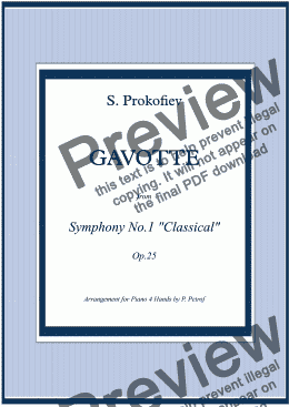 page one of Prokofiev - GAVOTTE  from  Symphony No.1 "Classical" Op.25 - piano 4 hands