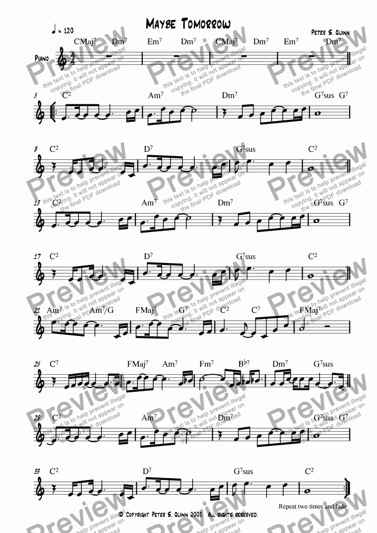 Maybe Tomorrow - Download Sheet Music PDF File