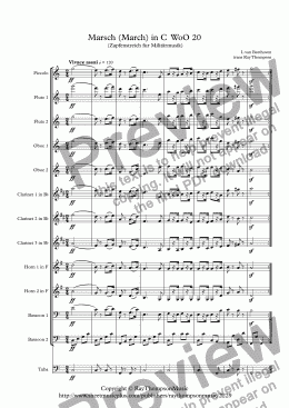 page one of Beethoven: Marsch (Military March) in C  (Zapfenstreich fur Militårmusik)  WoO 20 - wind dectet