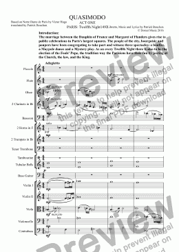 page one of QUASIMODO - Opera - Act 1 Scene 1 - The Morality