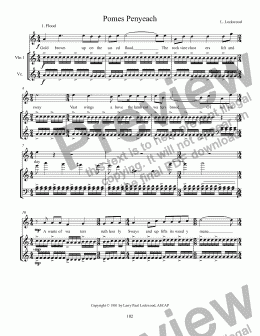 page one of Pomes Penyeach version for voice, vln. & cello