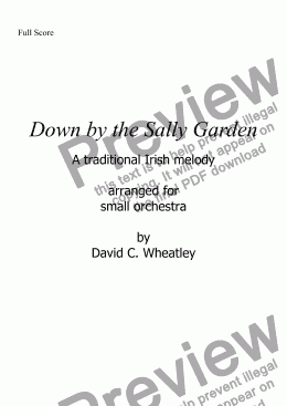 page one of Down by the Sally Garden for small orchestra