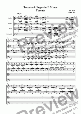 page one of Toccata & Fugue in D Minor Toccata