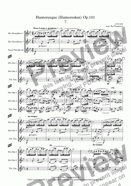 page one of Dvorak: Humoresque No.7 (Humoresken) Op.101 - saxophone trio