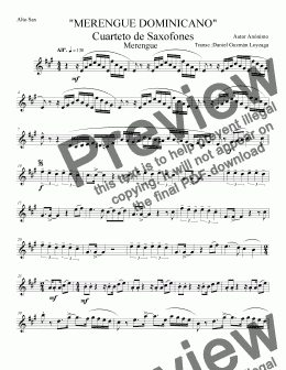 page one of Merengue Dominicano Sax Quartet - Alto Sax 