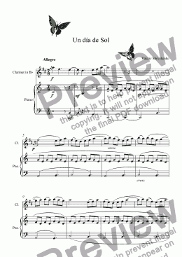 page one of Un d�a de Sol (for clarinet & piano)