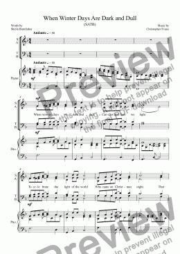 page one of When Winter Days Are Dark and Dull, Anthem for SATB