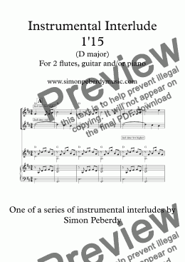 page one of Instrumental Interlude 1'15 for 2 flutes, guitar and/or piano