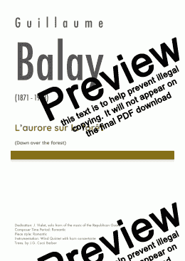 page one of Balay - L'Aurore sur la forêt