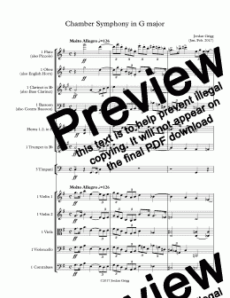 page one of Chamber Symphony in G major - Score and parts