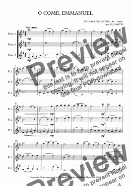 page one of O COME, EMMANUEL  (Flute Trio)