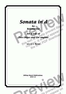 page one of Boismortier Sonata in d arr. two oboes and cor anglais