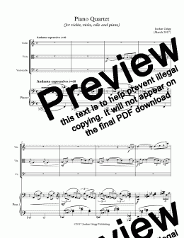 page one of Piano Quartet (for violin, viola, cello and piano) - Score and parts