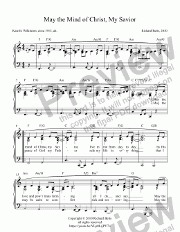 page one of May the Mind of Christ, My Savior - New Hymn Tune - Piano Solo