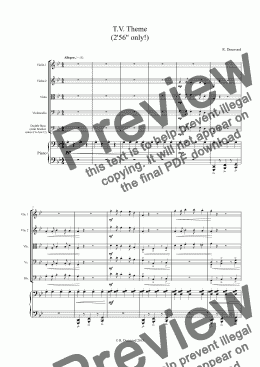 page one of Denwood - T.V. Theme for string orchestra & Piano