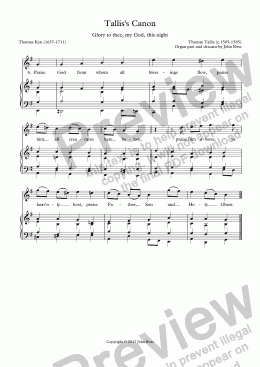 page one of Tallis's Canon (Glory to thee, my God, this night) - Reharmonization and descant no.3