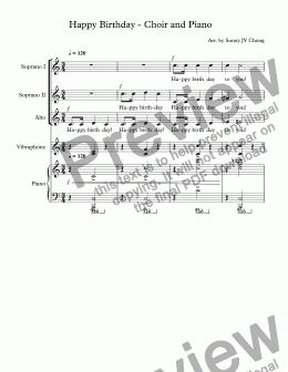 page one of Happy Birthday - Choir and Piano