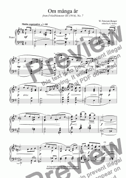 page one of Om många år for piano solo