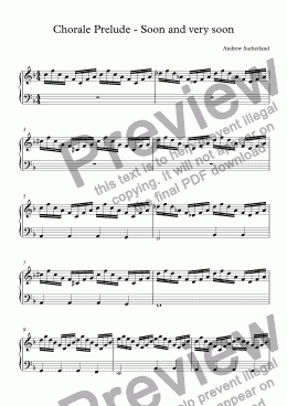 page one of Chorale Prelude - Soon and very soon