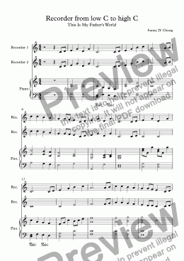 page one of Recorder from low C to high C