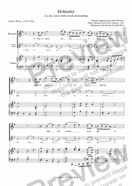 page one of Helmsley (Lo, he comes with clouds descending) - Descant & reharmonisation