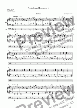 page one of Prelude and Fugue in D for Organ