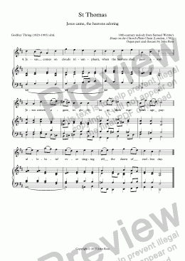 page one of St Thomas (Jesus came, the heavens adoring) - descant & reharmonization