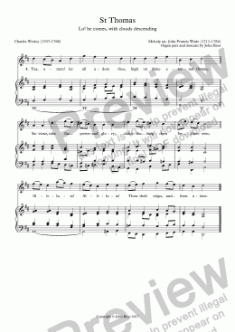 page one of St Thomas (Lo! he comes, with clouds descending) - descant & reharmonization