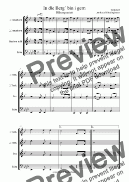 page one of In die Berg` bin i gern Tenorhornquartett