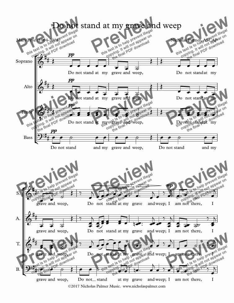 do not stand at my grave and weep sheet music