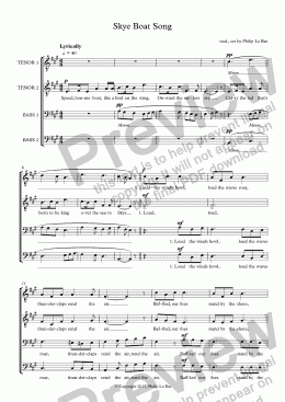 page one of Skye Boat Song