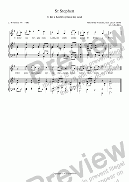 page one of St Stephen (O for a heart to praise my God) - descant & reharmonization