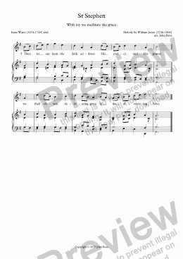 page one of St Stephen (With joy we meditate the grace) - descant & reharmonization