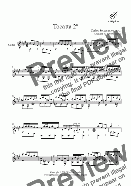 page one of Tocatta 2ª for solo guitar