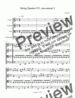 page one of String Quartet #31, movement 3