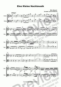 page one of Eine Kleine Nacht Musik Duet for Violin and Viola