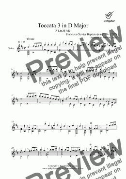 page one of Toccata 3 in D Major for solo guitar