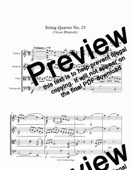 page one of String Quartet No 23 (Ocean Rhapsody) - Score and parts