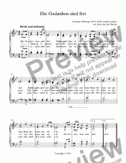 page one of Die Gedanken sind frei [German folksong] (choir SATB)