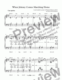 page one of When Johnny Comes Marching Home [American folksong] (choir SATB)